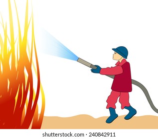 Firefighter-Vector illustration of a firefighter fighting fire