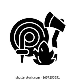 Firefighting black icon, concept illustration, vector flat symbol, glyph sign.