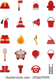 Firefighting equipment, illustration, vector on white background.