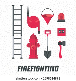 Firefighting equipment. Safety concept. Vector Icon.