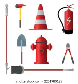 Firefighting, fire protection equipment, fire extinguisher, Fire department hardware set