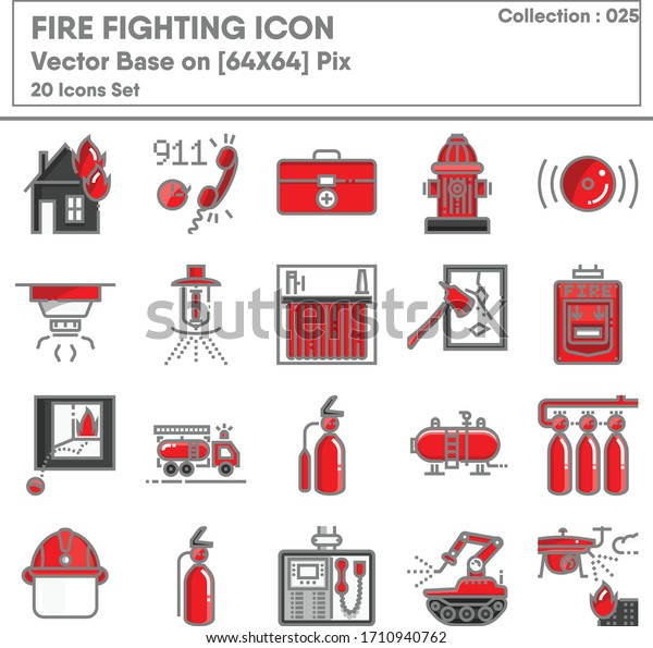 Firefighting Fire Protection System Safety Icon Stock Vector (Royalty ...
