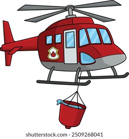 Clipart de color de dibujos animados de helicóptero de extinción de incendios 