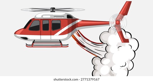 Firefighting helicopter dropping water to extinguish fire and smoke. This vector is suitable for web, presentations, advertisements, safety posters, and emergency service designs.
