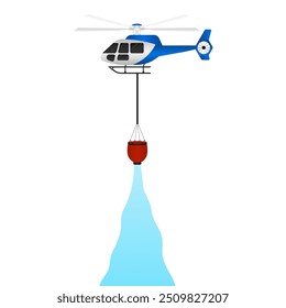 Firefighting Helicopter. Vector Illustration Isolated on White Background.