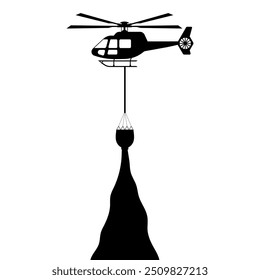 Helicóptero de extinción de incendios. Ilustración vectorial aislada sobre fondo blanco.