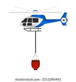 Helicóptero de extinción de incendios. Ilustración vectorial aislada sobre fondo blanco.