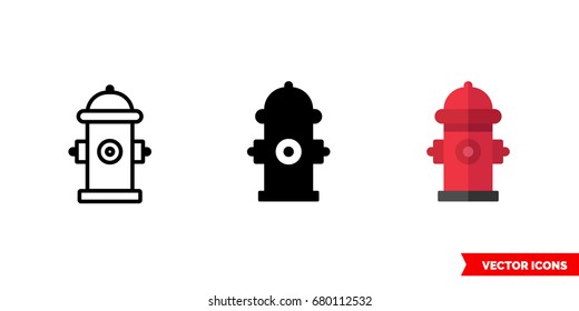 Firefighting icon of 3 types: color, black and white, outline. Isolated vector sign symbol.