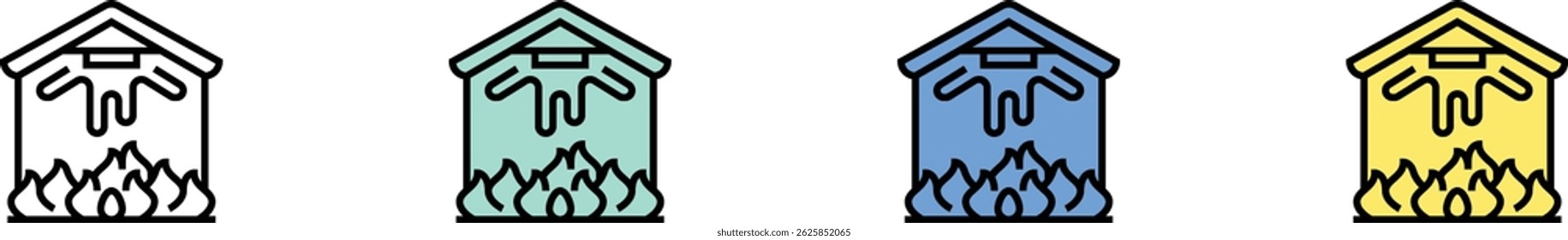 firefighting icon. Outline, Green, Blue and Yellow Style Design Isolated On White Background