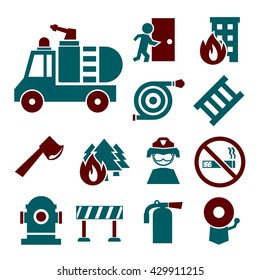 firefighting icon set