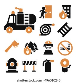 firefighting icon set