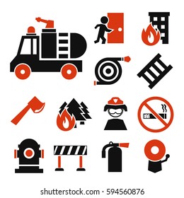 firefighting icon set