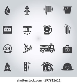 Firefighting icons, black