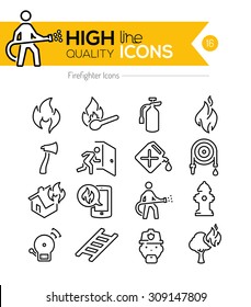 Firefighting Line Icons Series