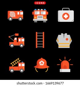 icono de ilustración vectorial del conjunto de lucha contra incendios