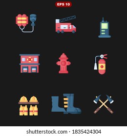 firefighting set stock vector illustration icon