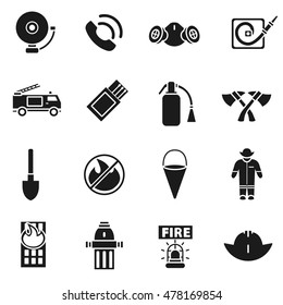Firefighting simple icons set. Firefighter collection