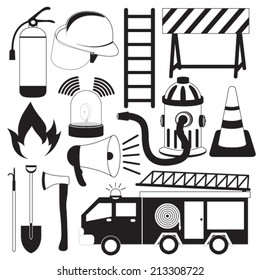 Firefighting Tools Icon Set