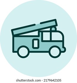 Firefighting truck, illustration, vector on a white background.