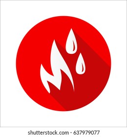 Firefighting vector flat icon with shadow. Round button.