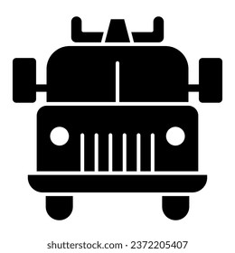 Firefighting vehicle solid icon. Emergency service fire truck glyph style pictogram on white background. Fire engine or firetruck for mobile concept and web design. Vector graphics