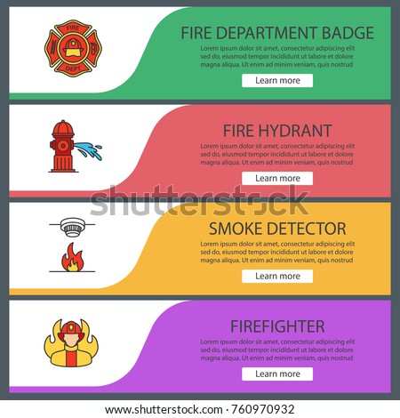 firefighting web banner templates set firefighters stock vector
