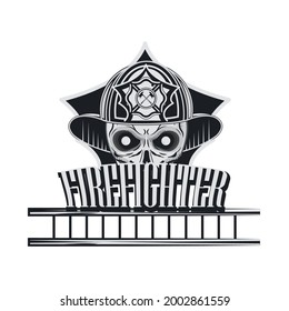 firefigther skull ladder vintage badge