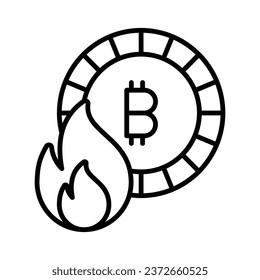 Fireflame with bitcoin showing concept vector of bitcoin loss