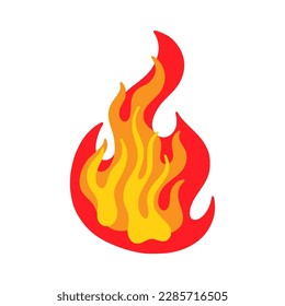 Fireflame. Cartoon hell fire flame, hot blaze tattoo, firefighter or fireplace sign, red, yellow and orange inferno firewall, colorful bonfire heat, temperature. Vector isolated template