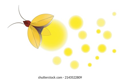 Fireflies logo icon vector illustration. Beautiful firefly spread wings and light at the end of the body. design Insect beetle firefly.