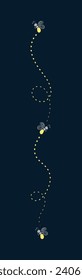 Firefly border divider clipart. Fireflies flying abstract illustration.