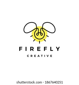 firefly bulb lamp creative logo vector icon illustration