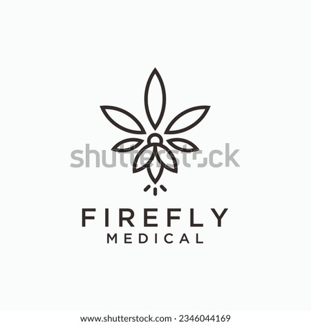 firefly with cannabis logo design vector silhouette illustration