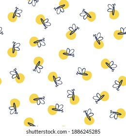 Firefly childish vector seamless pattern for kids - for fabric, wrapping, textile, wallpaper, background.