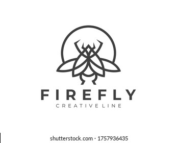 Inspiración en el diseño del logotipo de dibujo de línea creativa de luciérnaga