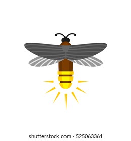 Firefly isolated cartoon vector logo. Firefly bug flying with light rump icon.