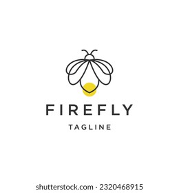 Firefly with line art style logo icon design template flat vector