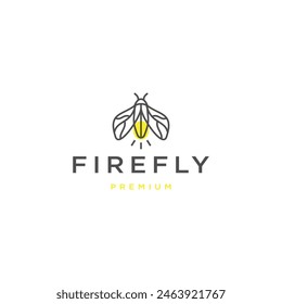 Firefly with line art style logo design template