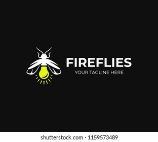 Firefly Logo Design. Lightning Bug Vector Design. Lampyridae Logotype