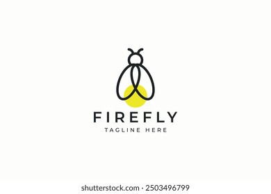 Firefly Logo Glowworm Beetle Firebug Minimalist Linear Logo Fairy and Fantasy Sign Symbol