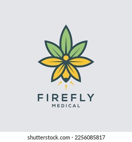 Plantilla de diseño de iconos con logotipo de luciérnagas. Vector plano moderno y minimalista