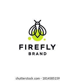 Firefly logo icon design vector line with light lamp on the tail, illustration element design