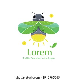 firefly logo with simple style vector color, and title example. isolated with white background