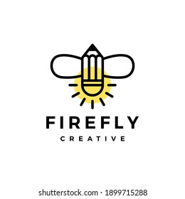 firefly pencil creative logo vector icon illustration