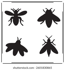 
 Firefly silhouette illustration isolated on white background.