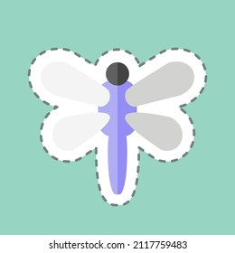 Firefly Tailor Sticker in trendy line cut isolated on blue background