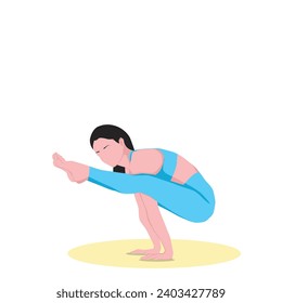 Firefly yoga Pose.Young attractive woman practicing yoga exercise.Vector illustration isolated on the white background.