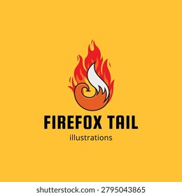 Firefox Tail Flame Logo Illustration Creative Fire Fox Mascot Vector Design