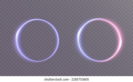 Fire-glowing circle frame Light swirl light festive neon bright line effect. eps vector