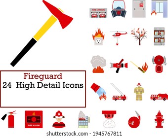 Fireguard Icon Set. Flat Design. Fully editable vector illustration. Text expanded.